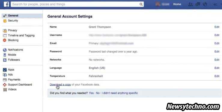 Download A Copy of Your Facebook Data